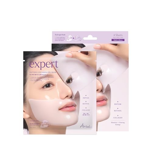 Ariul Expert Peptide Collagen Gel Mask, Collagen Face Mask, Collagen Peptides, Korean Skin Care, 4 Masks, 41ml / 1.44 Fl. Oz, Each